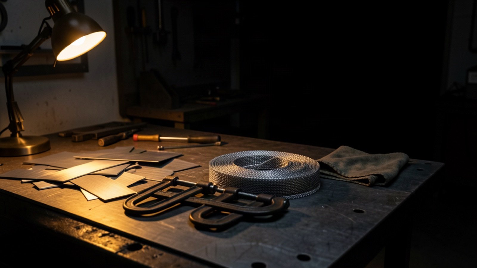 A workshop bench under a lamp — the Coldstart Anchor enclosures are measured, not claimed